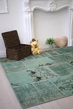 Шерстяной винтажный ковер пэчворк R-8900