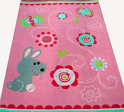 Детский ковер Цветы Бабочки и Зайчик ручной работы JOY 10 3356