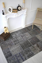 Шерстяной винтажный ковер пэчворк R-8105