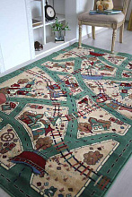 Детский ковер Городок с Дорогами Веселые дорожки зеленый