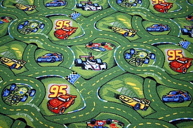 Детский ковер-палас с дорогами Формула-1 зеленый