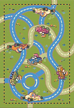 Детский ковер Гоночная трасса  зеленый