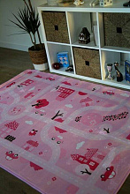 Детский развивающий 3D ковер с дорогами  ДОРОЖКИ-ДОМИКИ розовый 86148