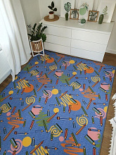 Детский ковер-палас КАРАНДАШИ 1127-51 СИНИЙ
